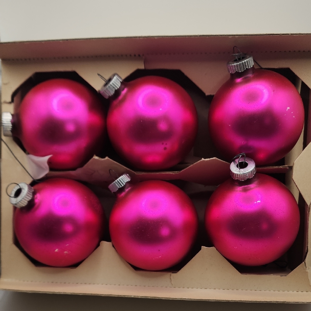 Vintage Shine Brite Pink Holiday Ornament Set